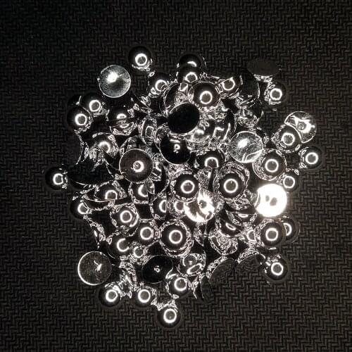 Free shipping~Silver Hematite Color 1.5mm,2mm,4mm,6mm,8mm,10mm,12mm Flat back ABS Round Half Pearl, plastic half pearl beads