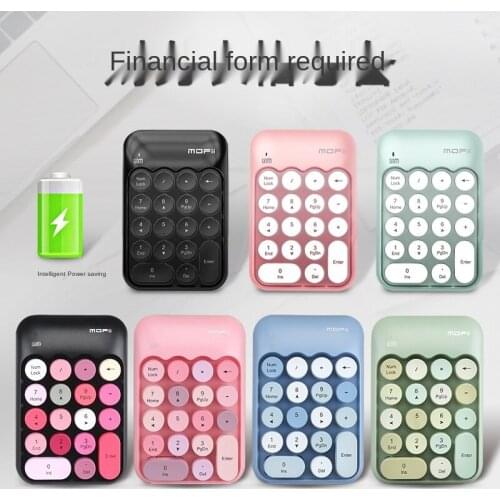 2.4G Wireless Digital Keyboard Retro Color Keycap Keyboard Financial Mini Office Business Keyboard Pink Girl Office