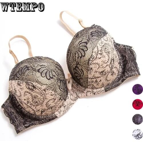 42/95 C D E Plus Size Bras Women Push Up Bra Seamless Thin Lace Gathered Sexy Underwear Large Breast Bralette Underwire Female