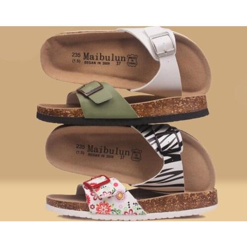 COSMAGIC 2021 New Fashion Summer Cork Slipper Women Casual Beach Mixed Color Flip Flops Slides Shoe