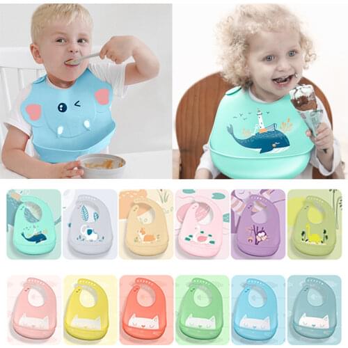 Baby Stuff Waterproof Silicone Bib Feeding Baby Newborn Cartoon Aprons Adjustable Baby Bibs Burp Cloths Bandana Bibs Baby Bibs