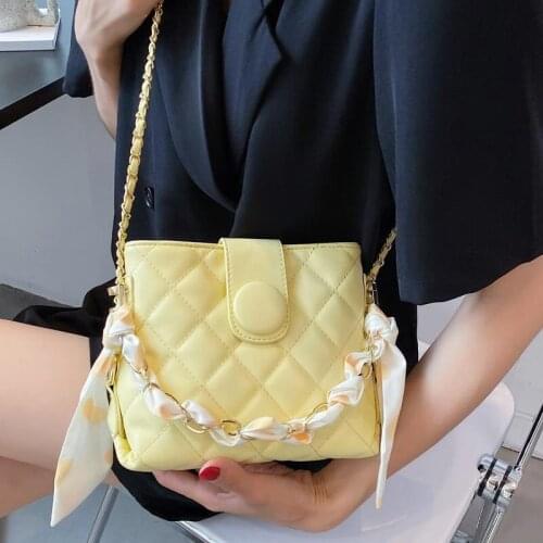 Crossbody Bag Designer Handbag Shoulder Bag Female Backpack Women Simple Chain Ribbon Diamond Lattice Fashion 2021 PU Leather