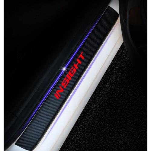 For Honda Insight 4PCS Carbon fiber vinyl sticker Car Door Sill Scuff Plate Door Sill Protector Auto Parts Car Accessories