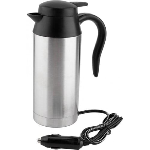 750ML 12V 120W Electric Kettle Stainless Steel Car Electric Kettle Coffee Tea Water Heating Cup 25mins 100 degree