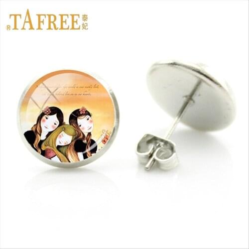 TAFREE Exquisite Vintage earrings good sister gifts anime pattern stud earrings decoration women earrings jewelry ST60