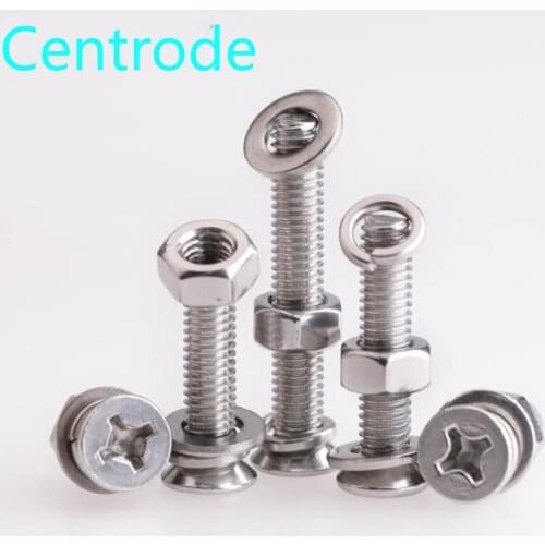 M3m4m5 stainless steel 304 flat head countersunk head cross screw nut gasket set large spring washer combination 10Pcs