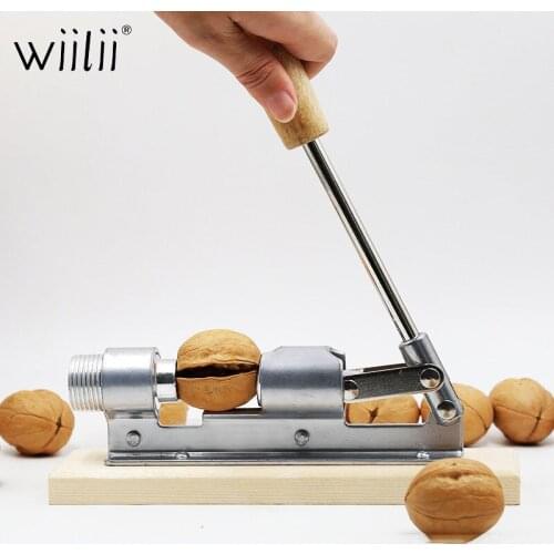 Wiilii Stainless Steel Manual Nut Cracker Mechanical Sheller Walnut Nutcracker Clip Fast Opener Kitchen Tools Nut Tools
