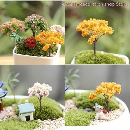 Mini Tree Fairy Garden Decorations Miniatures Micro Landscape Resin Crafts Bonsai Figurine Garden Terrarium Accessories