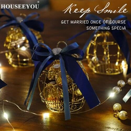 Mini Metal Gold Vintage Retro Bird Cage Candy Boxes Baby Shower Favor Gift for Guests Party Birthday Souvenir