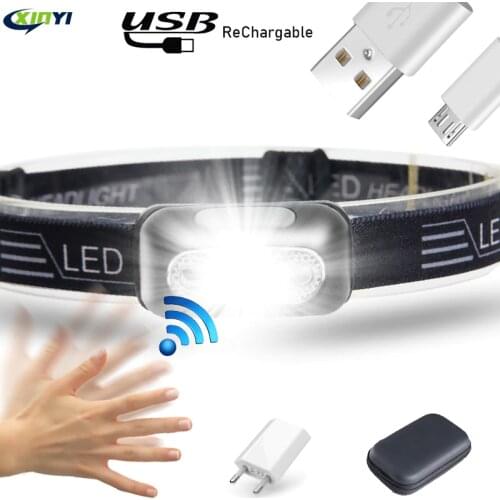 10000Lm Mini LED Headlamp Body Motion Sensor Headlight With USB charging Rechargeable Camping Flashlight Head Light Torch Lamp