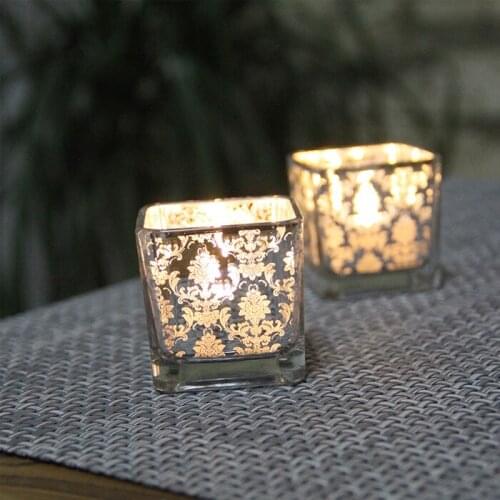 Fancy Plating Square Glass Candlestick Romantic Candlelight Dinner Bar Western Restaurant Home festival Decoration Send candles
