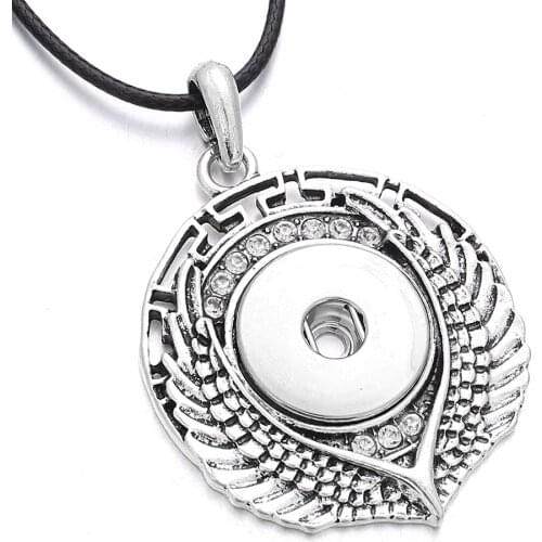 Newest Angel Wing Necklaces Crystal Snap Button Necklace Fit 18mm Snap Buttons Pendant Necklaces Women Snap Jewelry