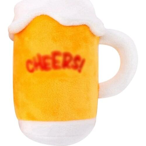 New 1pc Pet Dog Chew Toys Puppy Training Toy Plush Squeaky Bone Bite-Resistant Clean Soft Beer Bottle Small Large Dog Toys