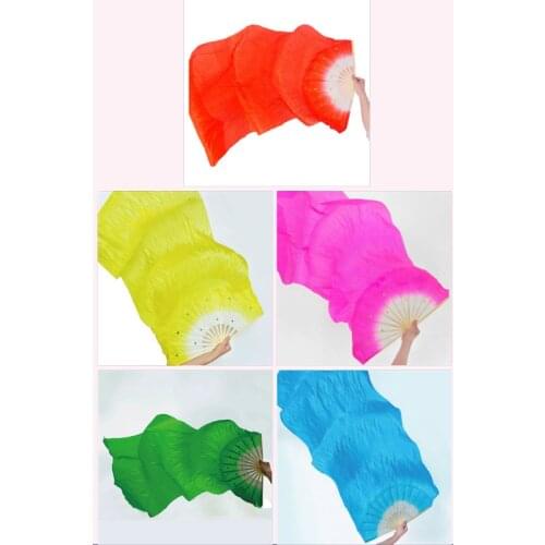 New Hot Sale Lengthening Rainbow Silk Fans Dance Fan Party Foldable Handheld bamboo Fan Home Decoration Crafts