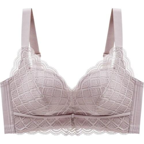 New Underwear Womens New Spring and Summer Sexy Lace Small Chest Gathered Without Steel Ring Bra Square
