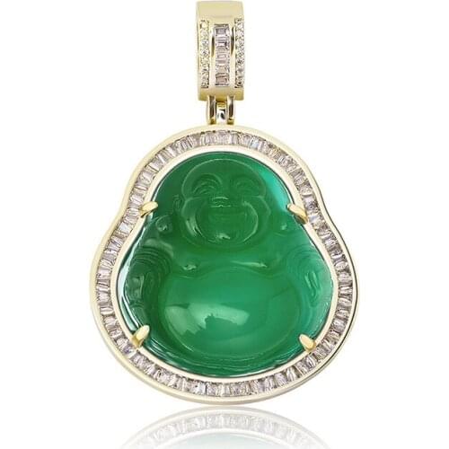 OMYFUN Colored Buddha Pendant With Baguette AAA Cubic Zircon Hiphop Necklace Tennis Rope Chain for Choose Hip Hop Punk Jewelry