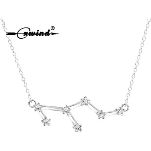 New Fashion 12 Zodiac Leo Pendant Necklace Charm Zircon Crystal Constellations Gifts Charming Women Statement Necklaces Jewelry