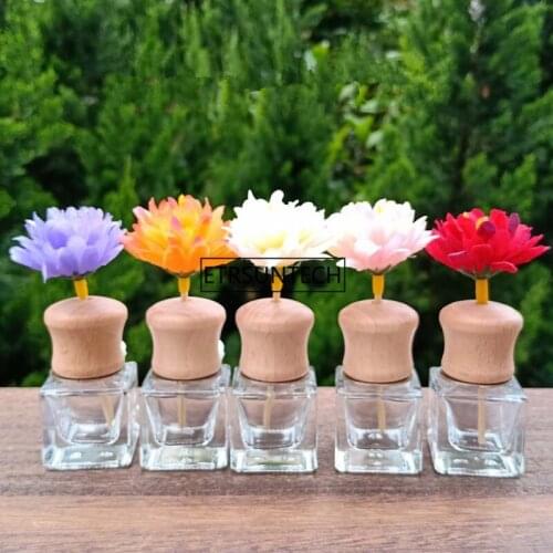 100pcs 8ML Transparent Glass Car Perfume Air Conditioning Outlet Tuber Car Perfume Bottle with Wooden Cap F2698