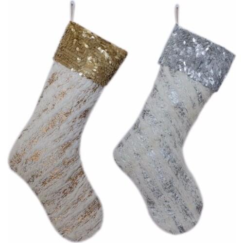 Free Shipping Gided Bronzing Printed BlingBling with Golden sequin blingbling Cuff Christmas Stocking Christmas tree Decoration