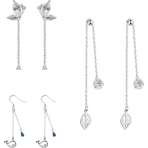 925 Sterling Silver Pin Hollow Leaf Butterfly Sapphire Whale and Other Exquisite Fashion Earrings