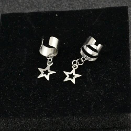 Stainless steel Ear clip without piercing Earrings for women Fashion Jewellery Beautiful girls Pentagram students men Earrings
