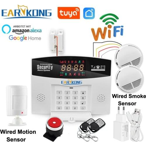 Tuyasmart Wired & Wireless 433MHz Wifi PSTN GSM Home Burglar Security Alarm System Smart Home Relay Russian Spanish 7 language