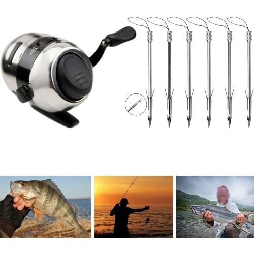 Spinning wheel type Fishing Reel Mini Bow Slingshot Spincast Reel Wheel Catapult Hunting Shooting alloy Fishing Reel Steel Darts