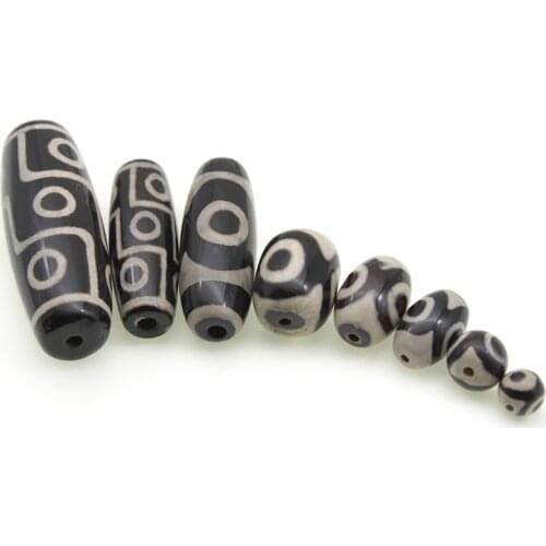 Tibetan Dzi Beads Natural Black Agates Stone Charms Beads Bracelet Religion Round Oval Loose Spacer Beads for Jewelry Making
