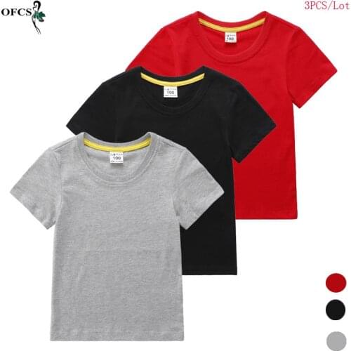 Packaging Sales Summer Children T-shirt New Unisex Clothing Kids Cotton Tops Boys Girls Short-Sleeve Shirt 3Pcs Different Color