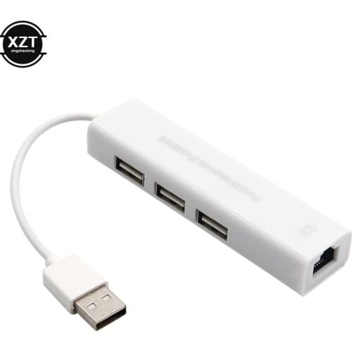 USB Ethernet to RJ45 Network Card 3 Port USB 2.0 HUB 10/100 Mbps for Windows XP 7 8 MAC LUX Lan Ethernet Adapter with USB HUB