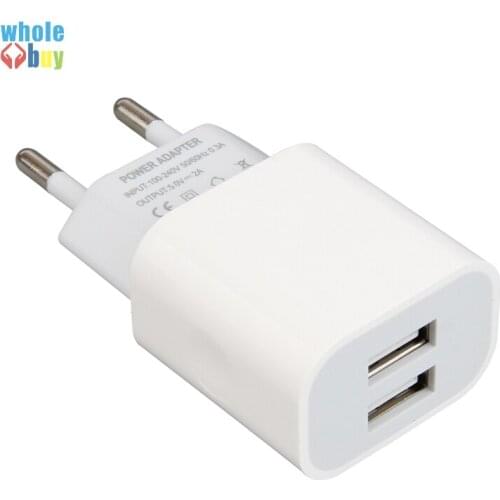 Dual USB Charger Mobile Phone EU Charger Plug Travel Wall Charger Adapter For iPhone iPad Samsung Xiaomi Phone Charger 50pcs/lot