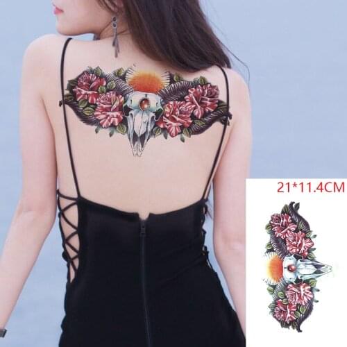 Waterproof Temporary Tattoo Stickers Skull Goat Animal Flower Fake Tatto Flash Tatoo Body Art for Women Men