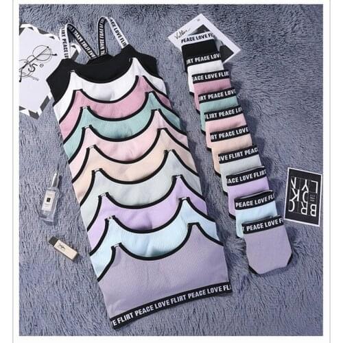 Women Breathable Letter Sports Bras For Women Home Gym Fitness Yoga Underwear Shockproof Running Sportswear Push Up Bra