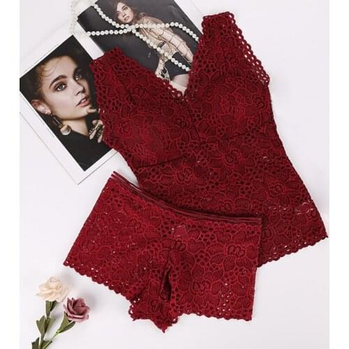 OIONINOS Women Push Up Seamless Embroidery Bra Lace Sexy Bra Set Wire Free Lingerie Transparent Female Underwear Set