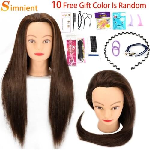 Simnient Female Mannequin Heads Wig Hair For Dolls Styling Tress High Temperature Fiber Hairdressing Practice Training Plaitin