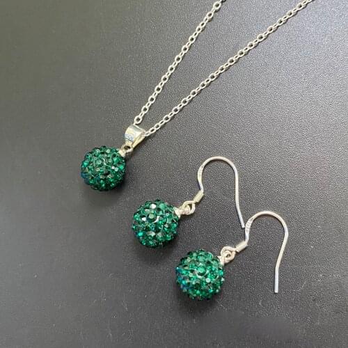 SALE Fashion Silver Color Jewelry Sets Ball Pendant Necklace Earrings Austria Crystal Women Chain Female Gift