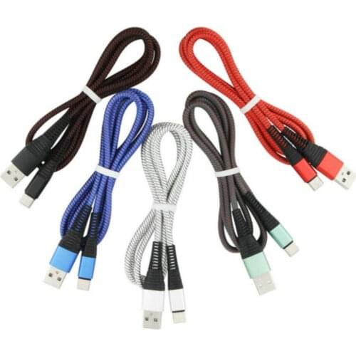 1M Nylon Charger Micro USB Cable For iPhone Xiaomi Mobile Phone Type C Fast Charging Wire Cord for Samsung S10 Huawei P20