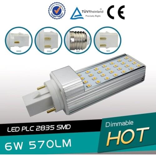 10pcs/lot E27 G24 G23 6W LED PL lamp 35 leds SMD2835 G24 2PIN 4PIN PLC lamp E27 PL bulb free shipping