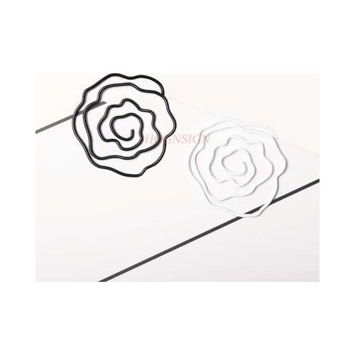 12pcs White Rose Paper Clip Cartoon Paper Clip Paper Clip Shape Pin Special-shaped Paper Clip Black Rose