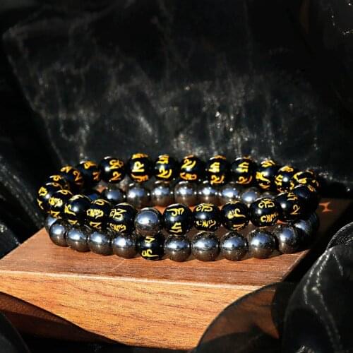 2pcs/set Ethnic Buddha Couples Bracelet For Women Classic Hematite Stone Beaded Bracelet Homme Charm Distance Strand Jewelry