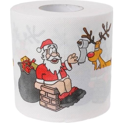 2 Layers Christmas Santa Claus Deer Toilet Roll Paper Tissue Living Room Decor
