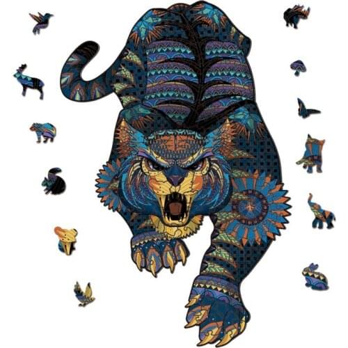 3D Wooden Puzzle For Adults and Kids,Animals Shape Puzzle,Gift Puzzle,Tiger Shape Colorful Wooden Puzzles,Wooden Jigsaw Puzzles