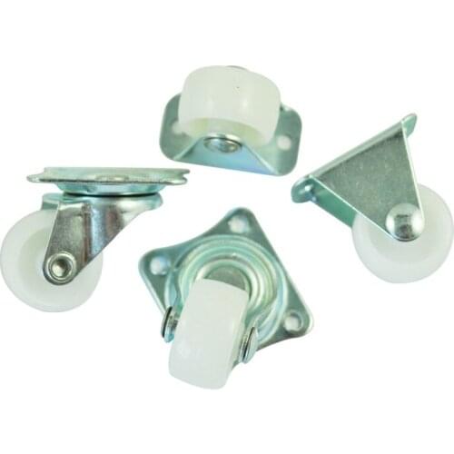 4 Pcs 1" Plastic Wheel Rectangle Top Plate Fixed Swivel Caster Set