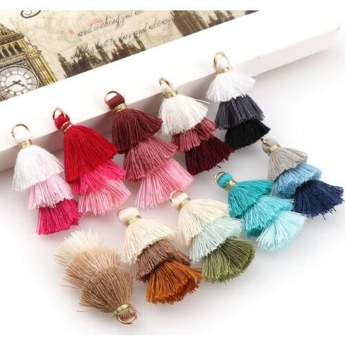 6PCS Dangle Earring Pendant 3 Layered Tassel Charm DIY Earrings Findings Tassels Flowers/Brooch Production/Clothing Making 4CM