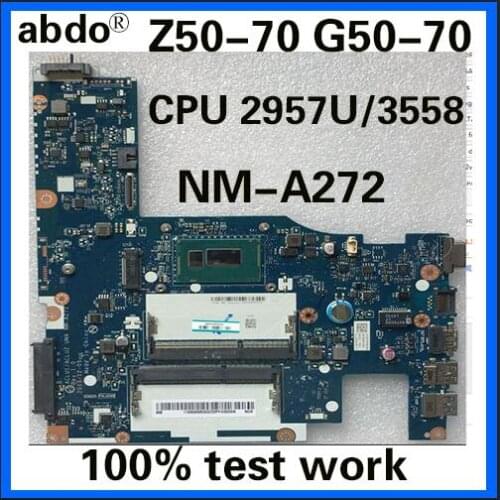 Abdo ACLU1/ACLU2 UMA NM-A272 motherboard for Lenovo Z50-70 G50-70 notebook motherboard CPU 2957U/3558U DDR3 100% test work