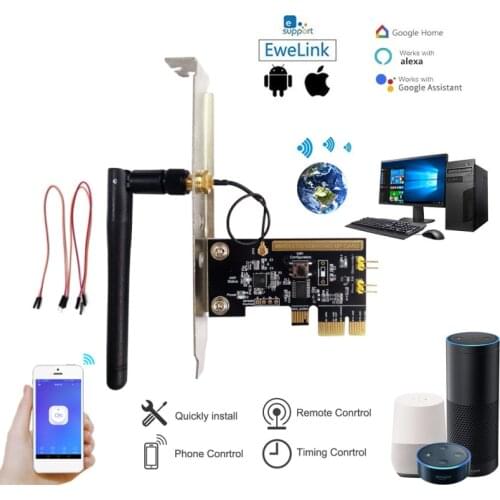 EWeLink WiFi Wireless Smart Switch Relay Module PCI-e Desktop Switch Card Re-Turn On/OFF PC Remote Control For Alexa Google Home