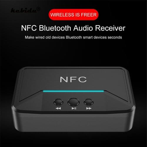 Kebidu V5.0 Bluetooth Receiver NFC Music Stereo Sound Wireless Audio Adapter 3.5mm AUX/RCA Car Speaker Bluetooth Adapter BT200