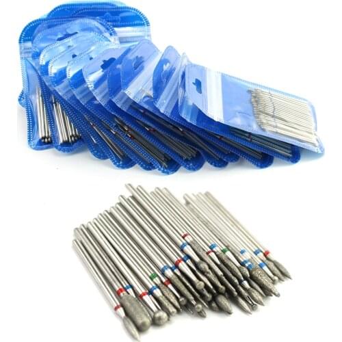 50pcs/Set Electric Milling Cutter Diamond Nail Drill Bit FilesFor Manicure Machine Cuticle Remove Burr Nail Art Tools Accessory
