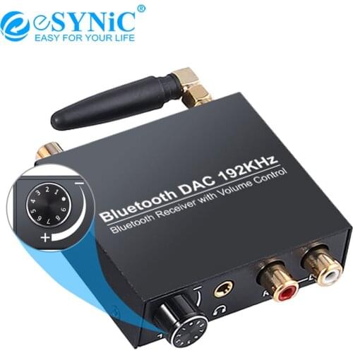 ESYNiC Bluetooth-Compatible Digital To Analog Audio Converter Support Volume Control Optical Coaxial To Analog RCA 3.5mm DAC