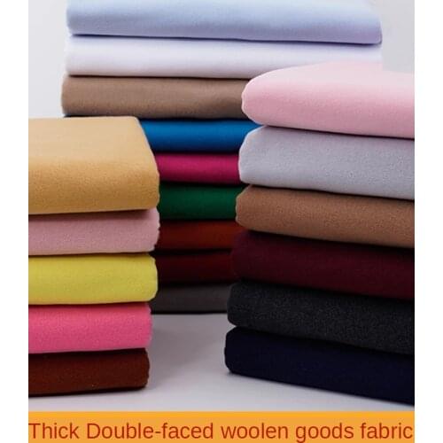 Fleece Fabric Thicken Double-sided Imitation Cashmere Woolen for Overcoat Fabrics Sewing Dress Clothes Brocade Diy Black Blue